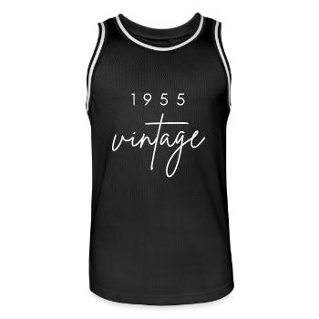 Anniversaire 1955 vintage - Maillot de basket Homme - noir/blanc - Devant - AI Model Male 185 dark (185cm)