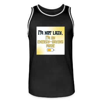 I’m Not Lazy, I’m on Energy-Saving Mode - Funny Qu - Men's Basketball Jersey - black/white - Front - AI Model Male 185 dark (185cm)
