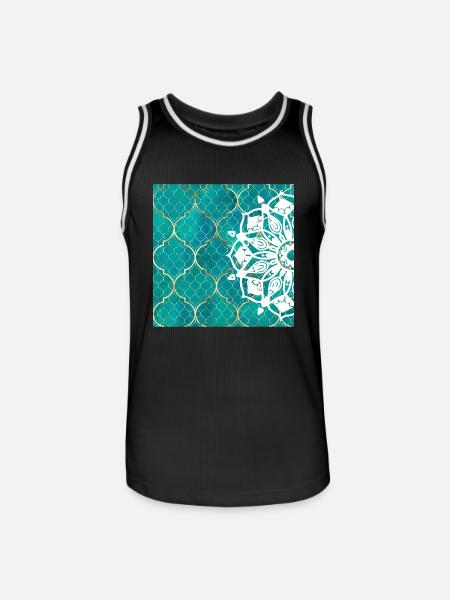 Teal Mandala Moroccan Art - Men's Basketball Jersey - black/white