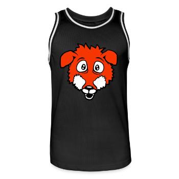 Fuchs Große Augen Erschrocken Glücklich Angst Cool - Männer Basketball-Trikot - Schwarz/Weiß - Vorne - AI Model Male 185 dark (185cm)