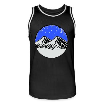 Starry sky mountains - Men's Basketball Jersey - black/white - Front - AI Model Male 185 dark (185cm)