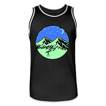 Starry Sky Mountains Telescope - Men's Basketball Jersey - black/white - Front - AI Model Male 185 dark (185cm)