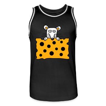 Souris Rat Derrière De Grands Trous Fromage Semble Drôle - Maillot de basket Homme - noir/blanc - Devant - AI Model Male 185 dark (185cm)