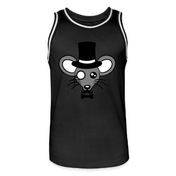 Mr. Mouse Top Hat Monocle Glasses Rich Mr. - Men's Basketball Jersey - black/white - Front - AI Model Male 185 dark (185cm)