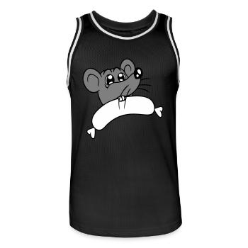 Souris grosse saucisse manger faim saucisse grillades - Maillot de basket Homme - noir/blanc - Devant - AI Model Male 185 dark (185cm)