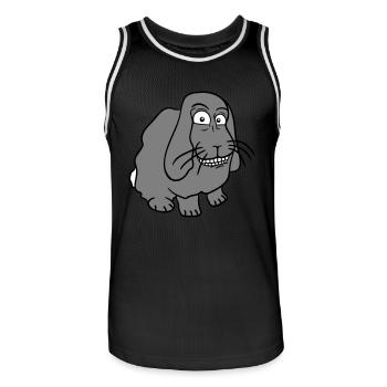 Lapin Lapin Drôle Visage Grimace Sourire - Maillot de basket Homme - noir/blanc - Devant - AI Model Male 185 dark (185cm)