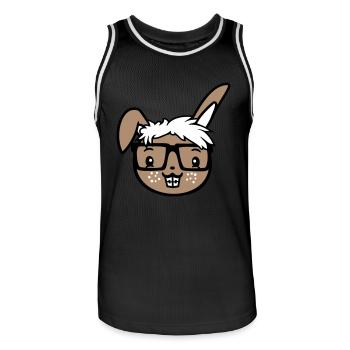 Hase Nerd Geek Hornbrille Schlau Freak Intelligent - Männer Basketball-Trikot - Schwarz/Weiß - Vorne - AI Model Male 185 dark (185cm)