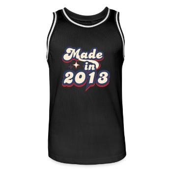 Made in 2013 retro - Men's Basketball Jersey - black/white - Front - AI Model Male 185 dark (185cm)