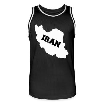 Iran - Men's Basketball Jersey - black/white - Front - AI Model Male 185 dark (185cm)