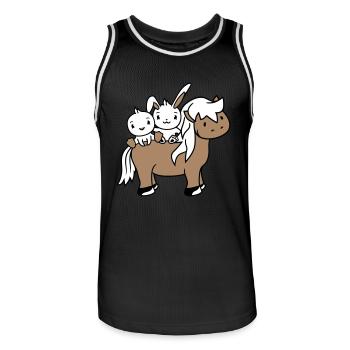 2 Bunny Bird Horse Riding Rider Horse Waving - Men's Basketball Jersey - black/white - Front - AI Model Male 185 dark (185cm)