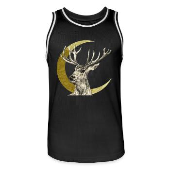 Hirsch - Männer Basketball-Trikot - Schwarz/Weiß - Vorne - AI Model Male 185 dark (185cm)