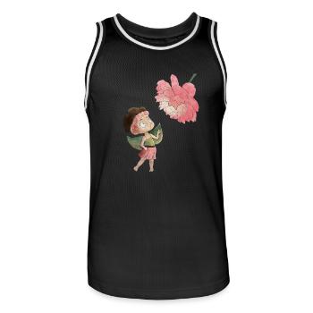 Magical fairy with peony - Men's Basketball Jersey - black/white - Front - AI Model Male 185 dark (185cm)