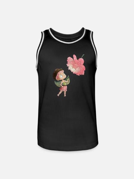 Magical fairy with peony - Men's Basketball Jersey - black/white
