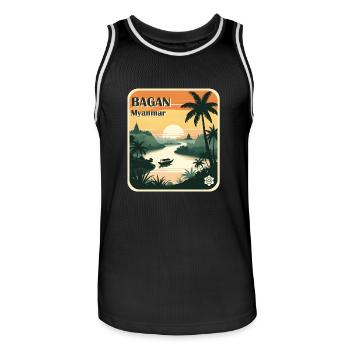 Bagan, Myanmar - Men's Basketball Jersey - black/white - Front - AI Model Male 185 dark (185cm)