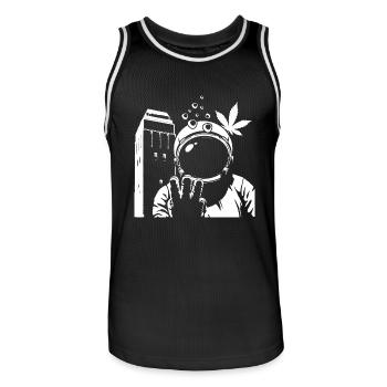 Austronaut Wasserturm und Hanf Weiß Transparent - Männer Basketball-Trikot - Schwarz/Weiß - Vorne - AI Model Male 185 dark (185cm)