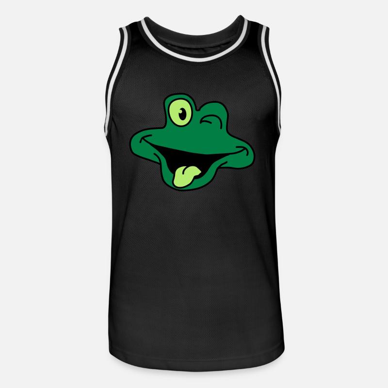 Cheeky Comic Frog Face - Männer Basketball-Trikot - Schwarz/Weiß