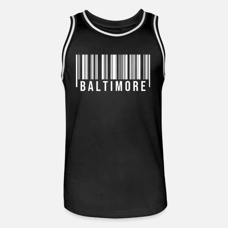 Baltimore Strichcode - Männer Basketball-Trikot - Schwarz/Weiß