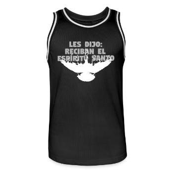 Receive Comforter - Spanish - Men's Basketball Jersey - black/white - Front - AI Model Male 185 dark (185cm)