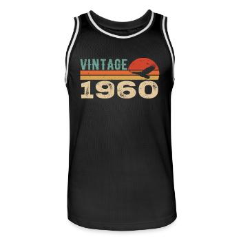 Vintage 1960 Cadeau D'anniversaire 1960 Retro 1960 - Maillot de basket Homme - noir/blanc - Devant - AI Model Male 185 dark (185cm)