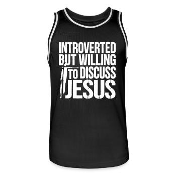 La foi pour les introvertis - Maillot de basket Homme - noir/blanc - Devant - AI Model Male 185 dark (185cm)