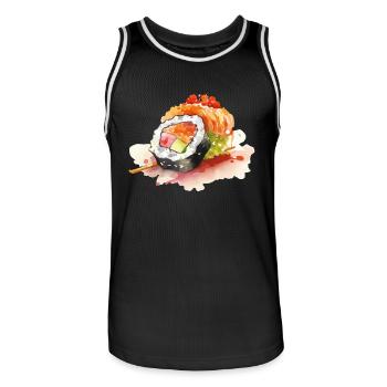 Sushi - Maillot de basket Homme - noir/blanc - Devant - AI Model Male 185 dark (185cm)