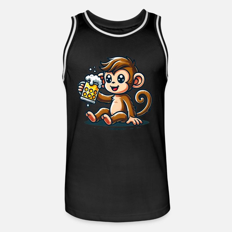 Cute Monkey Drinking Beer - Männer Basketball-Trikot - Schwarz/Weiß
