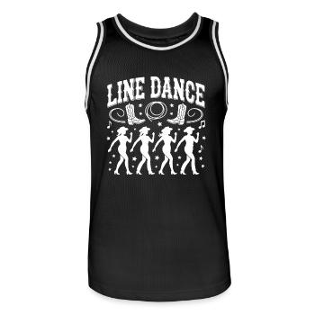 Line Dance Group Training My Dance Sport - Men's Basketball Jersey - black/white - Front - AI Model Male 185 dark (185cm)