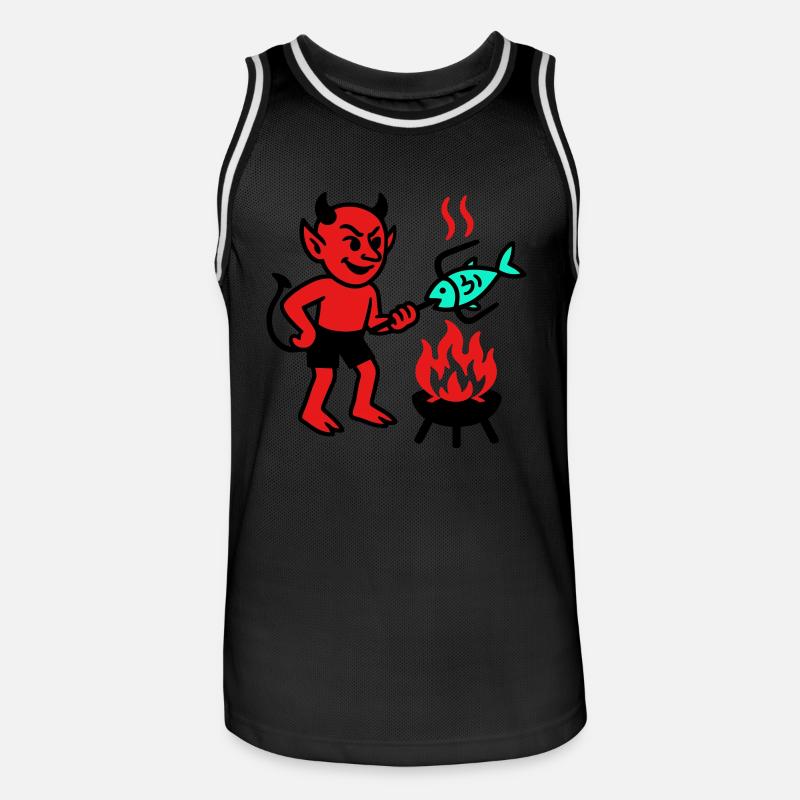Devil with Fish - Männer Basketball-Trikot - Schwarz/Weiß