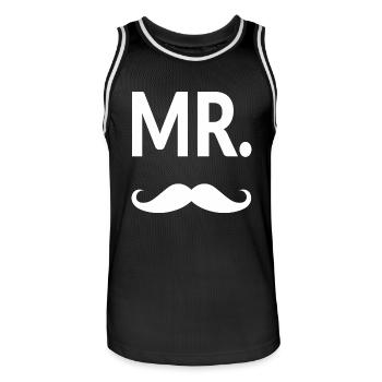 MR Moustache - Maillot de basket Homme - noir/blanc - Devant - AI Model Male 185 dark (185cm)
