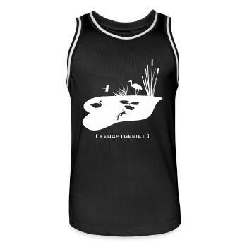 Wetland pond frog pond lake bird white - Men's Basketball Jersey - black/white - Front - AI Model Male 185 dark (185cm)
