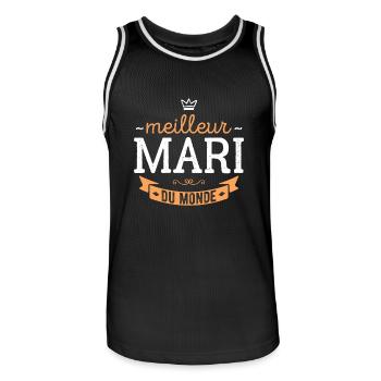 Meilleur mari cadeau - Maillot de basket Homme - noir/blanc - Devant - AI Model Male 185 dark (185cm)