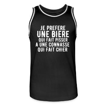 Je préfére une bière - Maillot de basket Homme - noir/blanc - Devant - AI Model Male 185 dark (185cm)