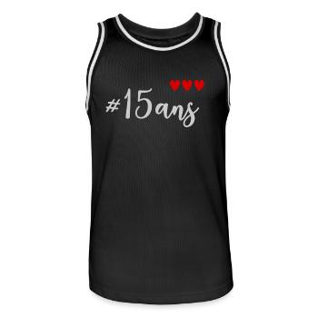 15 YEARS OLD. Birthday. HAPPY BIRTHDAY. HAPPY ANNIV - Men's Basketball Jersey - black/white - Front - AI Model Male 185 dark (185cm)