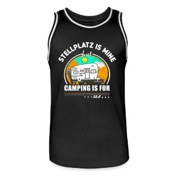 Camper Familie - Camping Wagen - Männer Basketball-Trikot - Schwarz/Weiß - Vorne - AI Model Male 185 dark (185cm)
