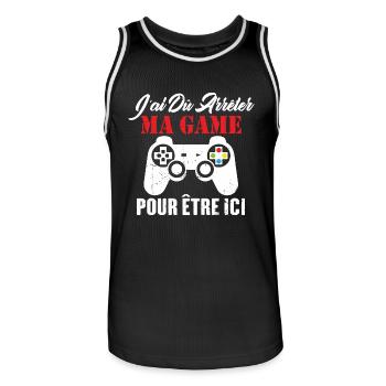 J'ai arrêté Ma Game pour être ici cadeau geek - Maillot de basket Homme - noir/blanc - Devant - AI Model Male 185 dark (185cm)