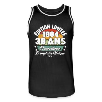 Cadeau 38 ans d'excellence / Édition limitée 1984 - Maillot de basket Homme - noir/blanc - Devant - AI Model Male 185 dark (185cm)