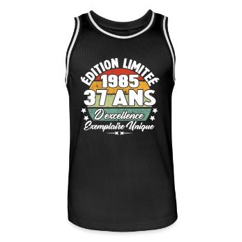 Cadeau 37 ans d'excellence / Édition limitée 1985 - Maillot de basket Homme - noir/blanc - Devant - AI Model Male 185 dark (185cm)