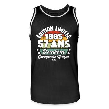 Cadeau 57 ans d'excellence / Édition limitée 1965 - Maillot de basket Homme - noir/blanc - Devant - AI Model Male 185 dark (185cm)