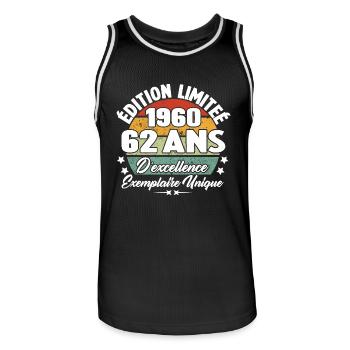 Cadeau 62 ans d'excellence / Édition limitée 1960 - Maillot de basket Homme - noir/blanc - Devant - AI Model Male 185 dark (185cm)