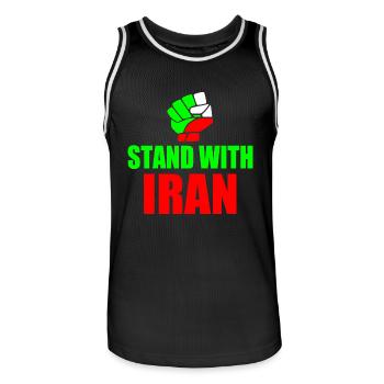 Stand with iran - Men's Basketball Jersey - black/white - Front - AI Model Male 185 dark (185cm)