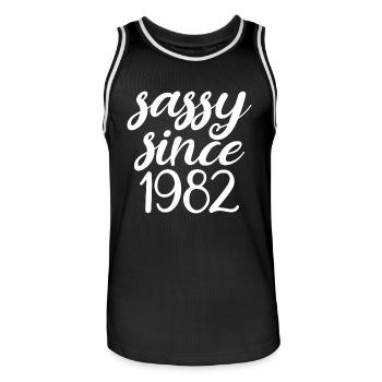 Sassy Since 1982 Funny 40th Birthday Men & Women - Men's Basketball Jersey - black/white - Front - AI Model Male 185 dark (185cm)
