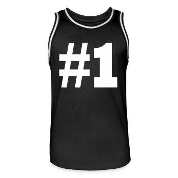 #1 - Männer Basketball-Trikot - Schwarz/Weiß - Vorne - AI Model Male 185 dark (185cm)