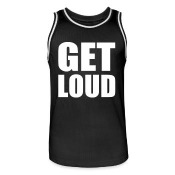 Get loud - Men's Basketball Jersey - black/white - Front - AI Model Male 185 dark (185cm)