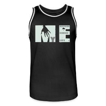 MEvolution: Choice, Decision, Life - Men's Basketball Jersey - black/white - Front - AI Model Male 185 dark (185cm)