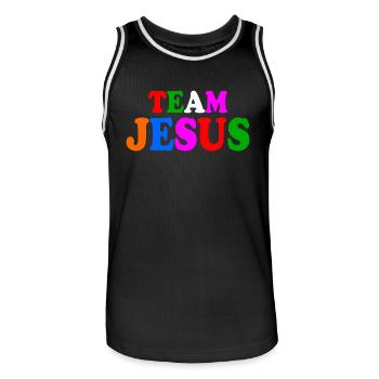 Team jesus - Maillot de basket Homme - noir/blanc - Devant - AI Model Male 185 dark (185cm)