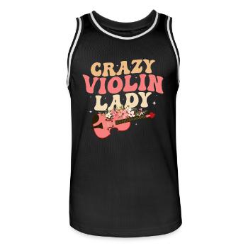 Crazy Violin Lady Violinist Orchestra - Männer Basketball-Trikot - Schwarz/Weiß - Vorne - AI Model Male 185 dark (185cm)