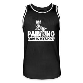 Painting Cars Is My Sport - Auto Lacquer Gift - Men's Basketball Jersey - black/white - Front - AI Model Male 185 dark (185cm)