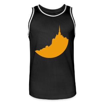 Mont Saint Michel with a yellow silhouette - Men's Basketball Jersey - black/white - Front - AI Model Male 185 dark (185cm)