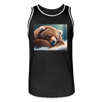 Animaux mignons en hibernation – ours brun - Maillot de basket Homme - noir/blanc - Devant - AI Model Male 185 dark (185cm)