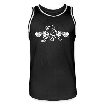 Ice Hockey Player Ice Hockey Team Hockey Fan - Men's Basketball Jersey - black/white - Front - AI Model Male 185 dark (185cm)